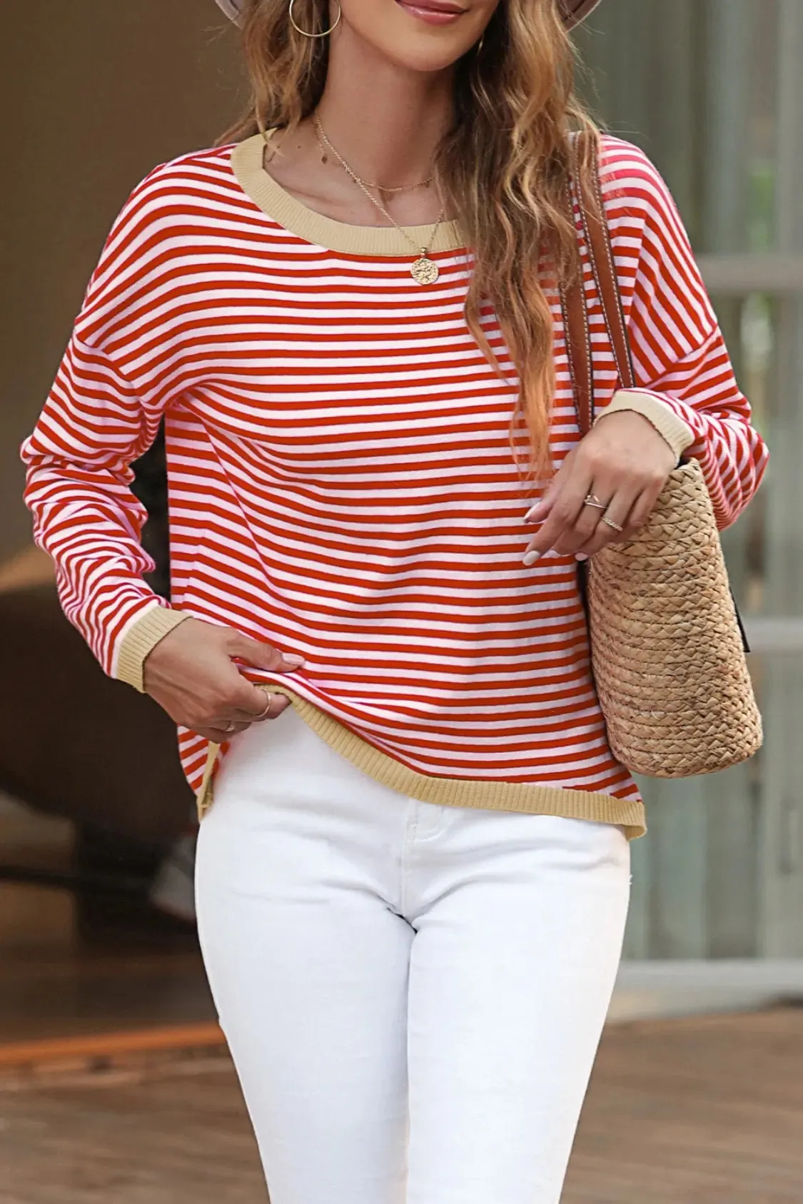 'Jolene' Striped Drop Shoulder T-Shirt