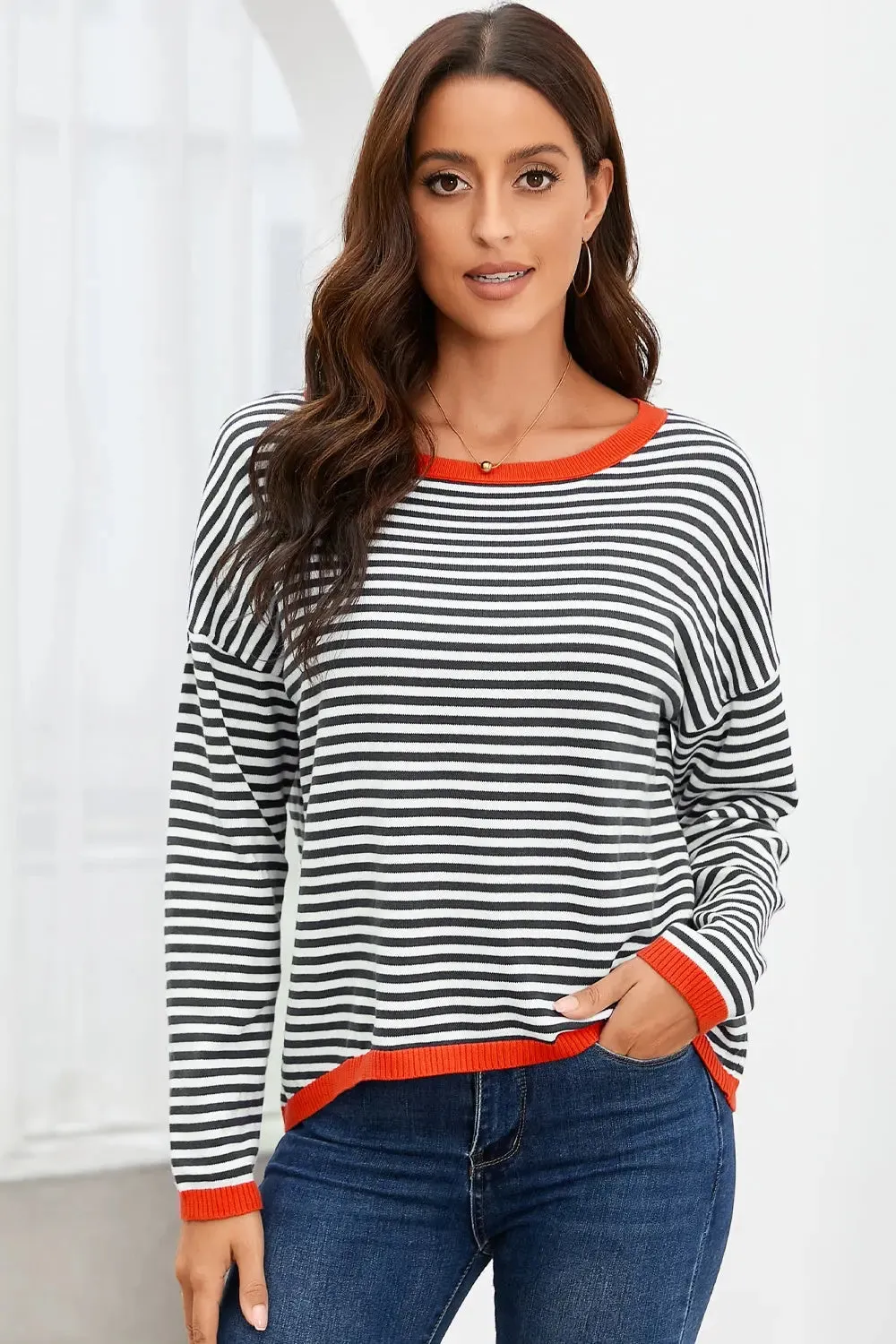 'Jolene' Striped Drop Shoulder T-Shirt