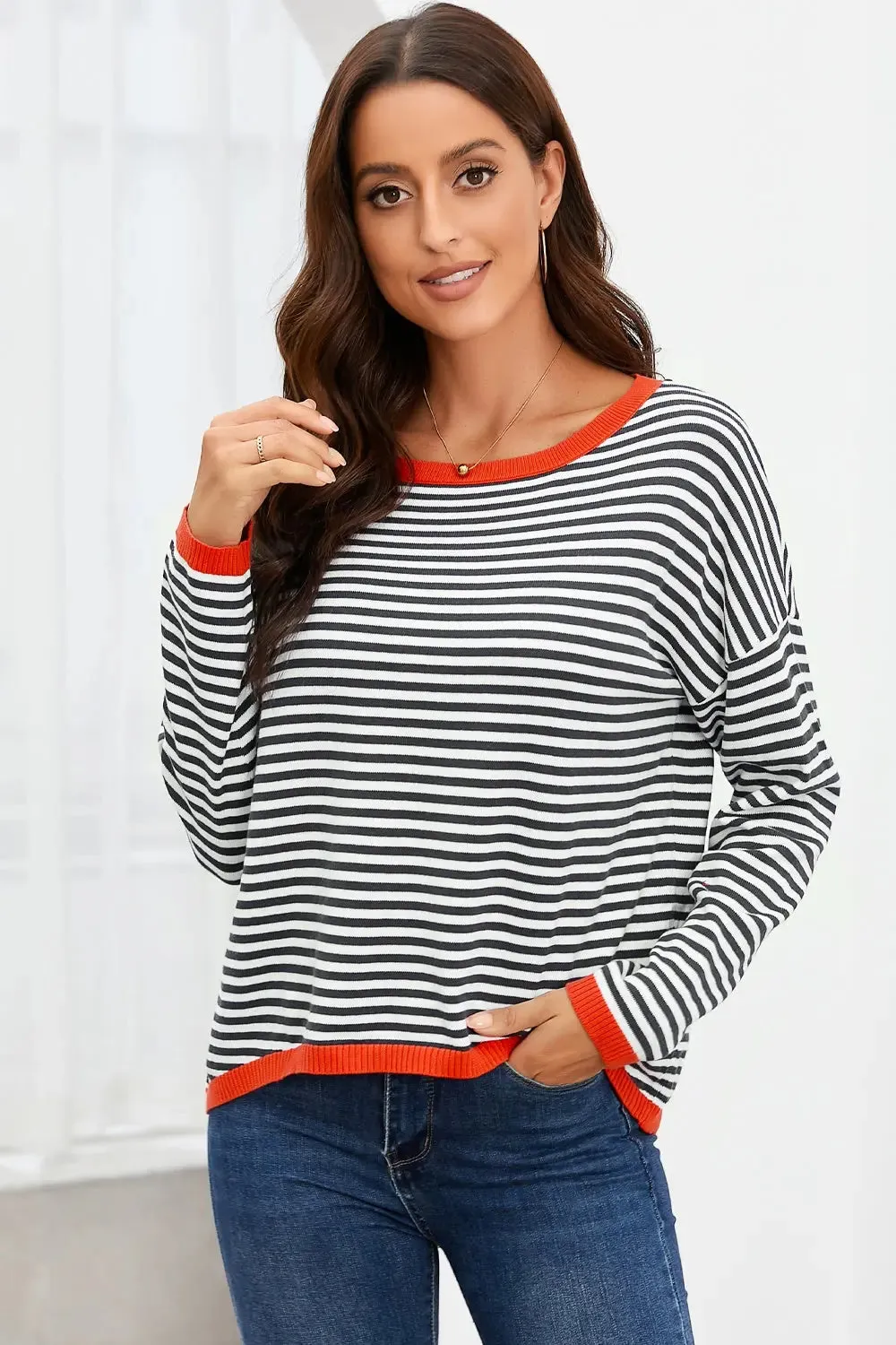 'Jolene' Striped Drop Shoulder T-Shirt