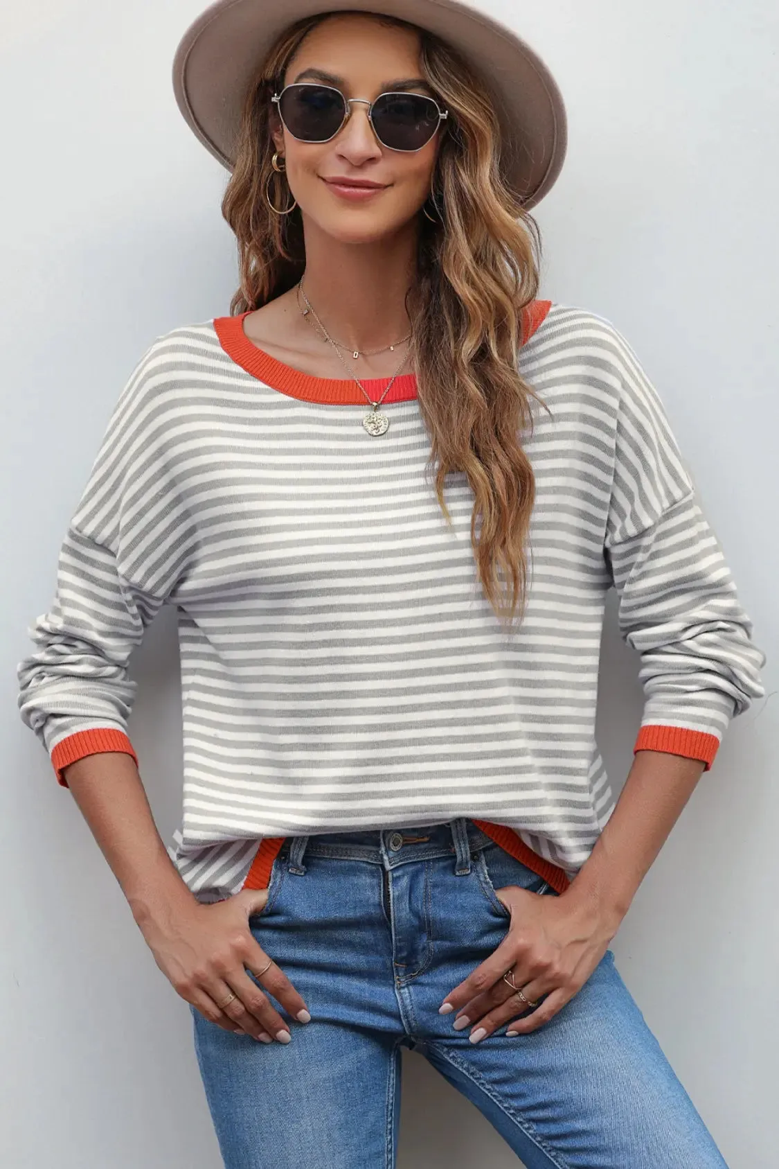 'Jolene' Striped Drop Shoulder T-Shirt