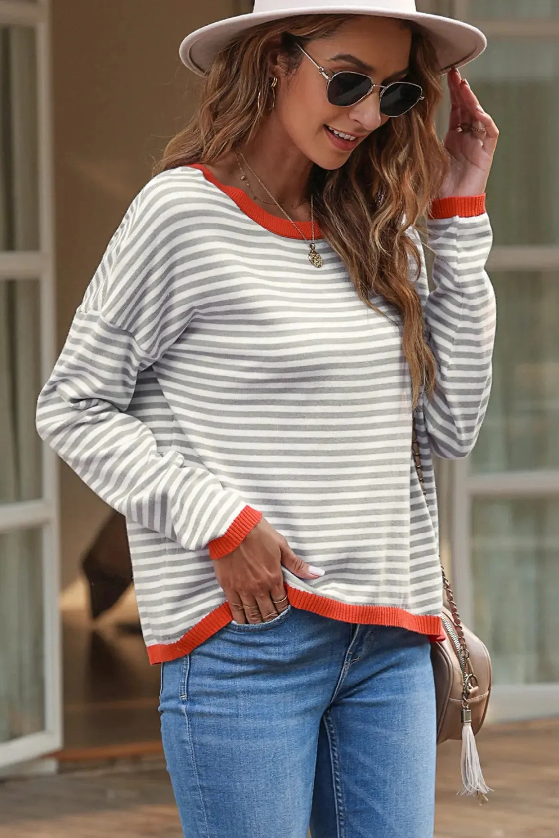 'Jolene' Striped Drop Shoulder T-Shirt