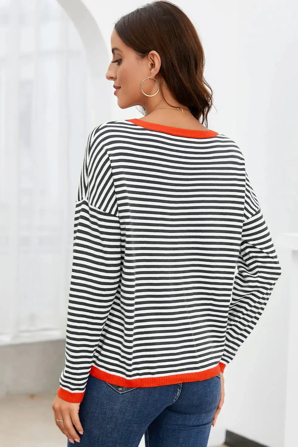 'Jolene' Striped Drop Shoulder T-Shirt