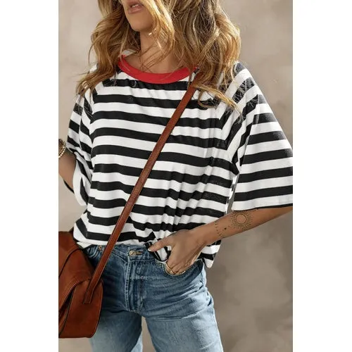 'Juno' Striped Black & White T-Shirt