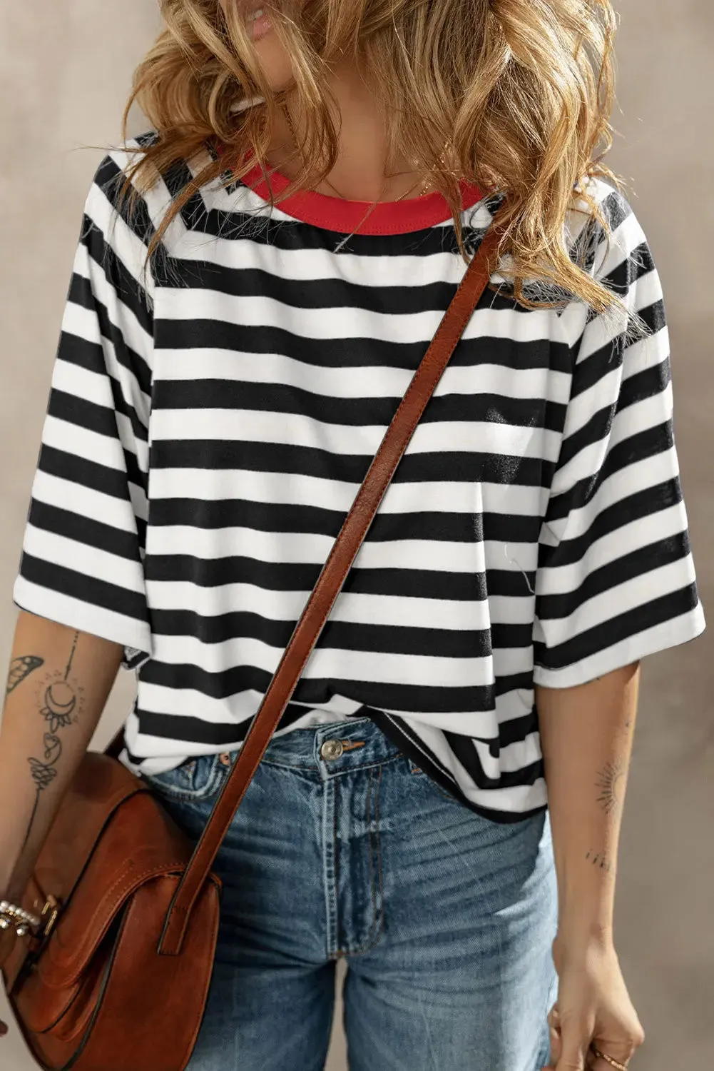 'Juno' Striped Black & White T-Shirt