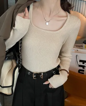 Khaki Scoop Neck Top