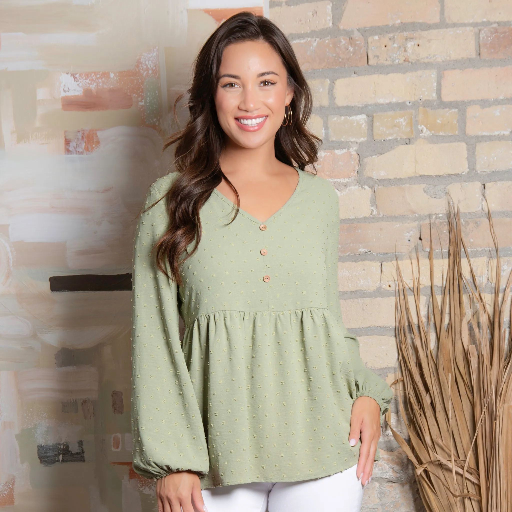 Kyra Swiss Dot Babydoll Blouse