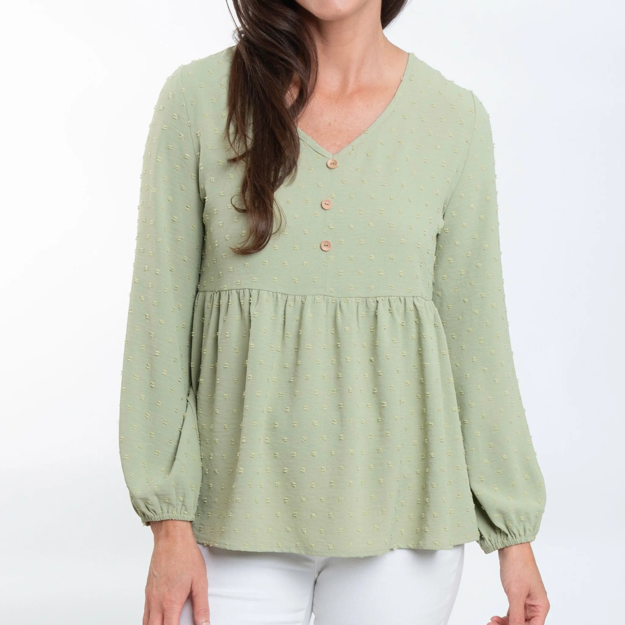 Kyra Swiss Dot Babydoll Blouse
