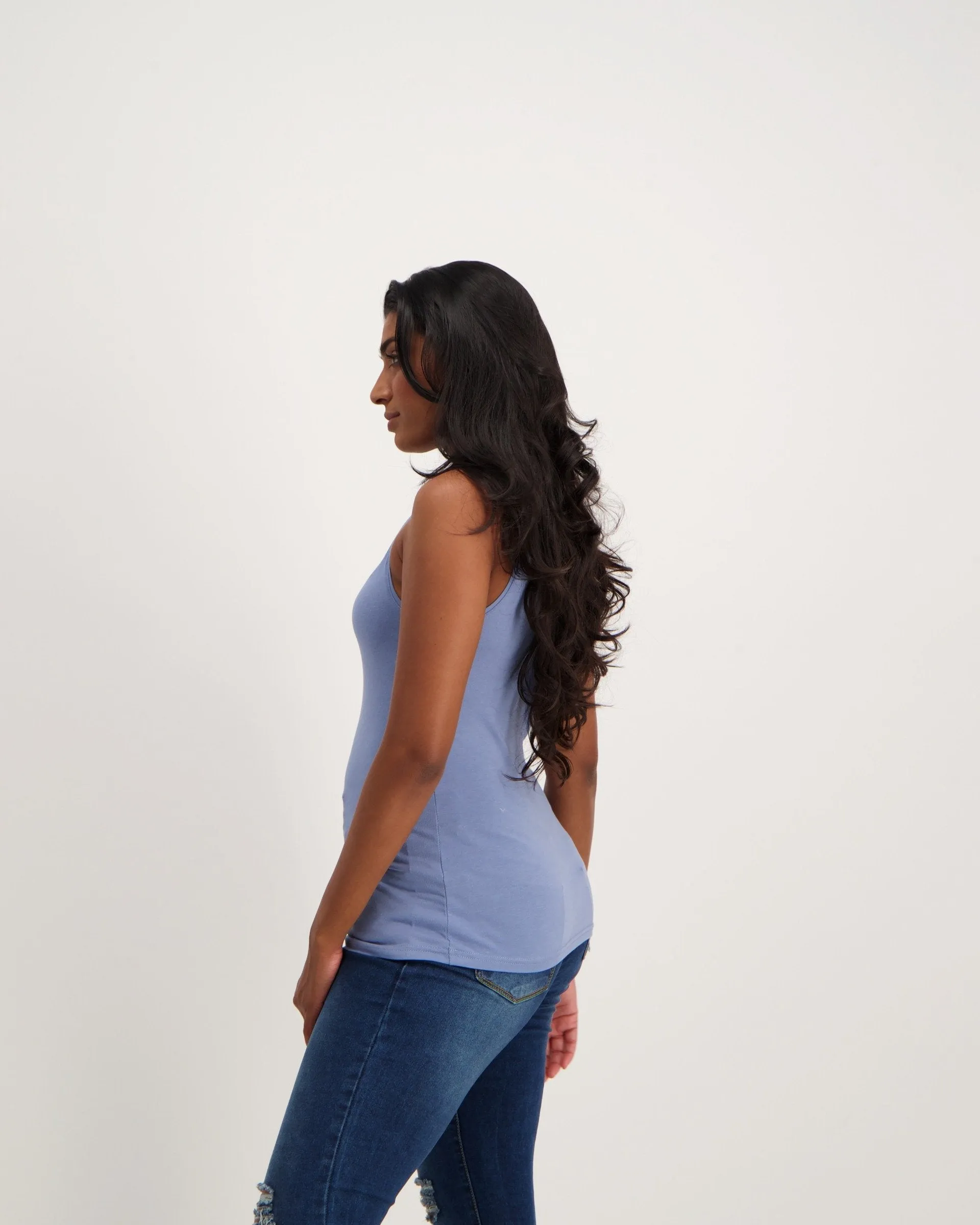 Ladies Cotton Lycra Tank - Blue