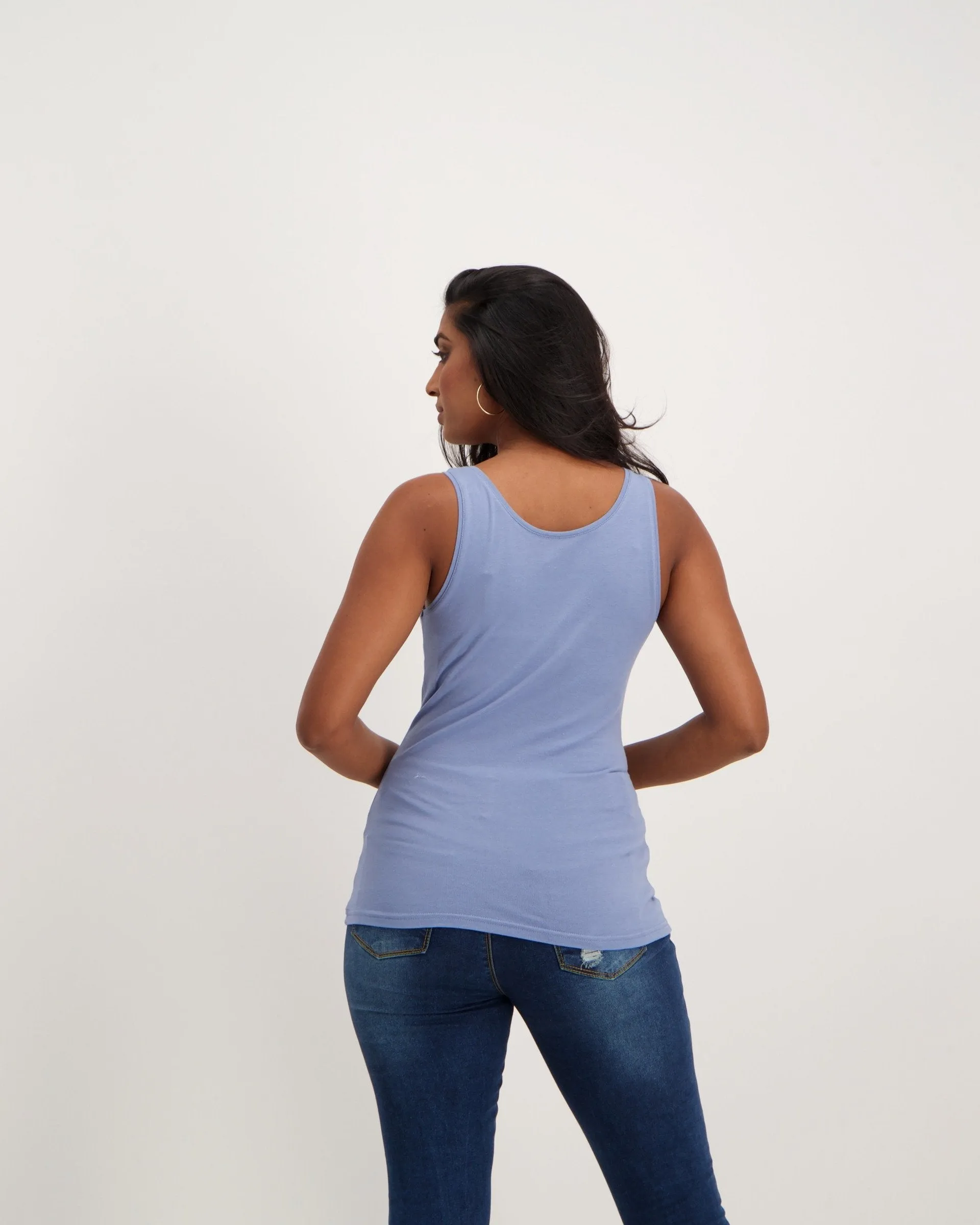 Ladies Cotton Lycra Tank - Blue