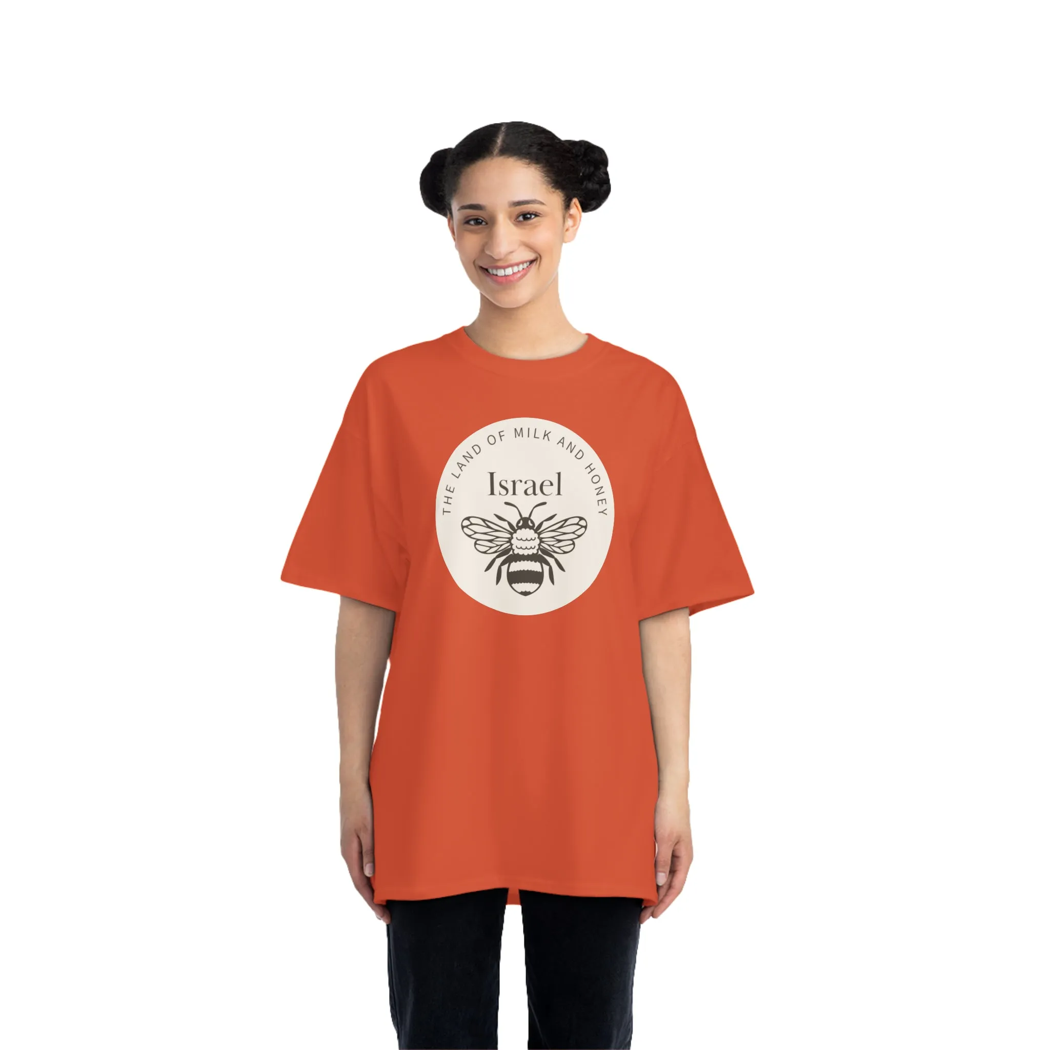 Land of Milk And Honey Solid Israel Beige Badge Beefy-T® Short-Sleeve T-Shirt