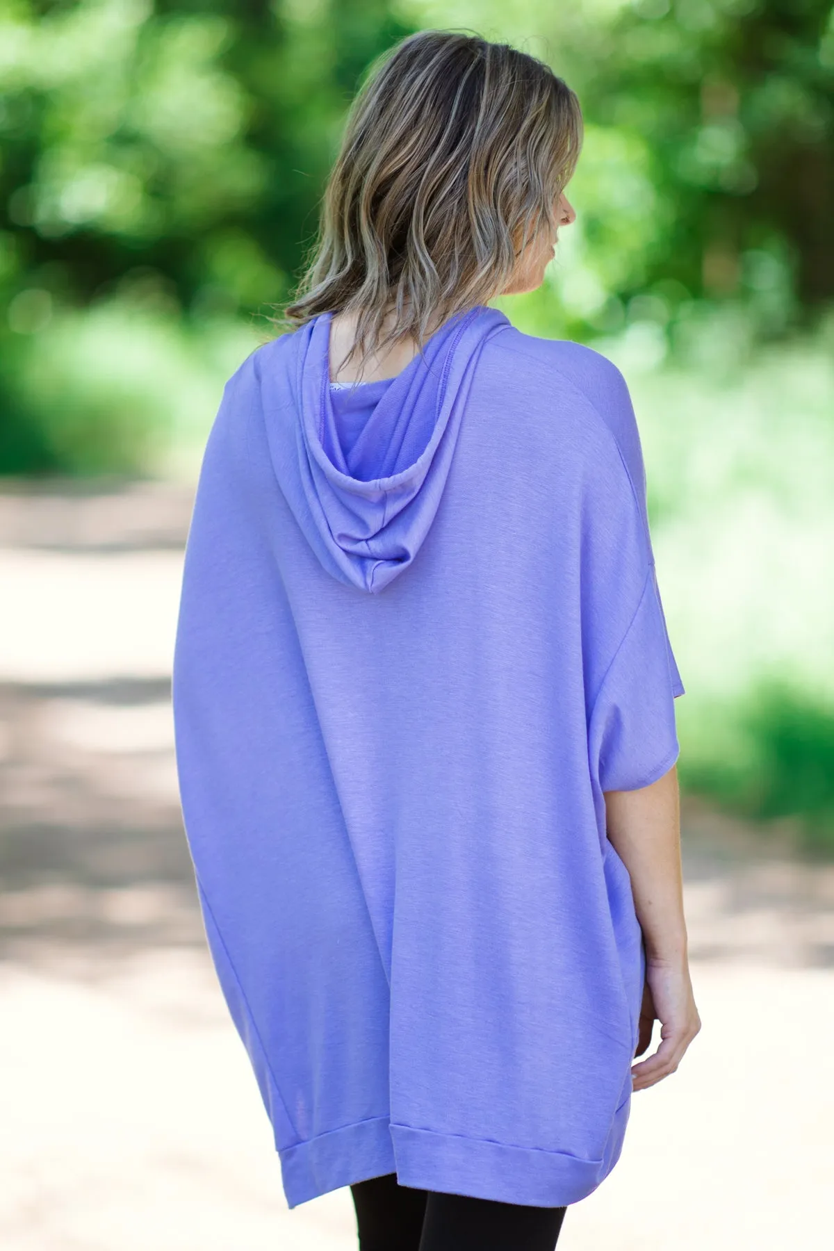 Lavender Drop Shoulder Hooded Top