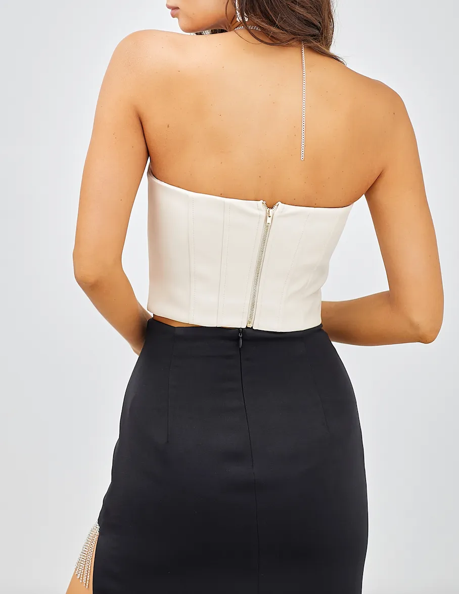 Leather Zip Up Tube Top