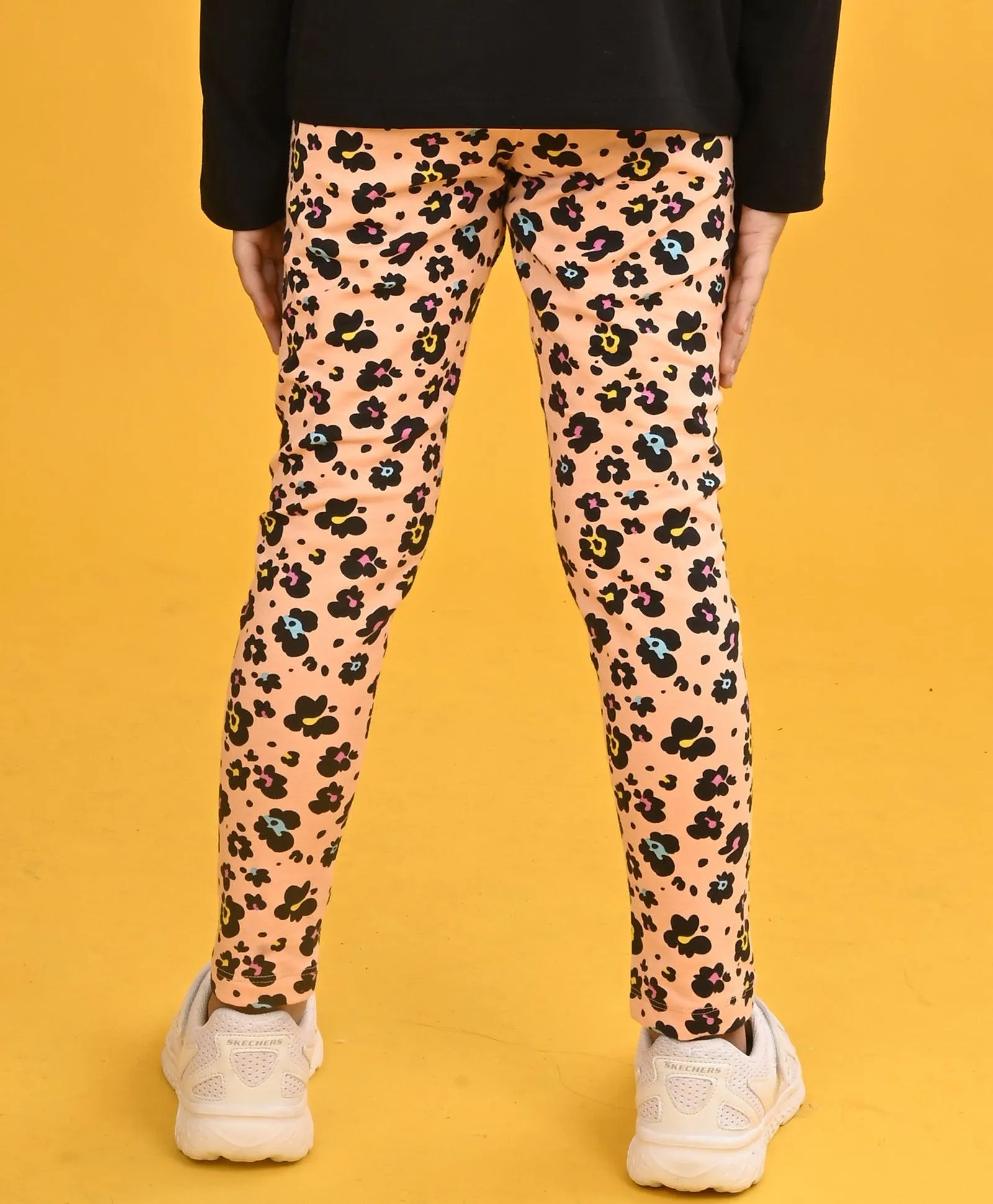 LEOPARD PEACH GIRLS  LEGGING - PEACH