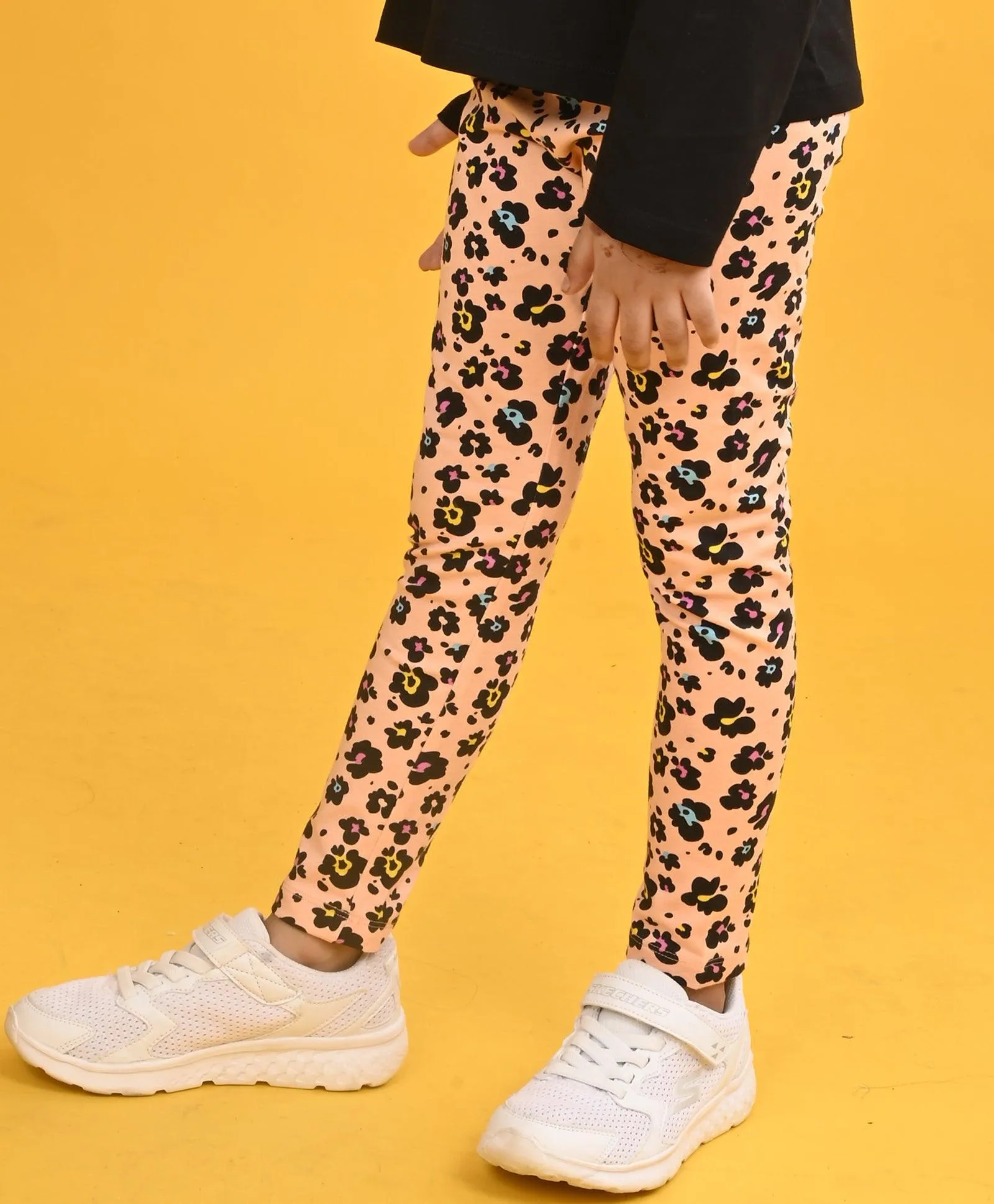 LEOPARD PEACH GIRLS  LEGGING - PEACH