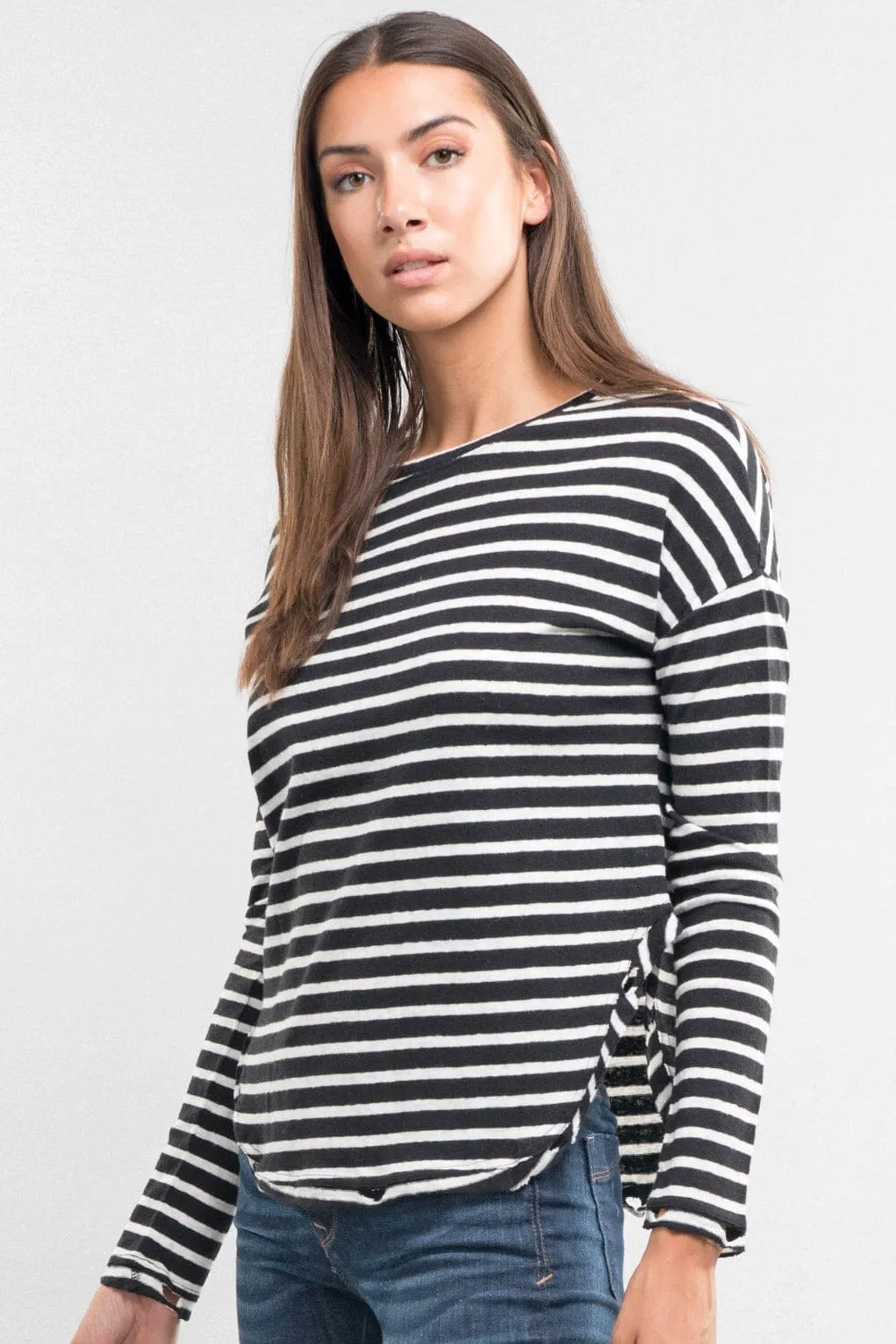 Liora Distressed Striped Tee