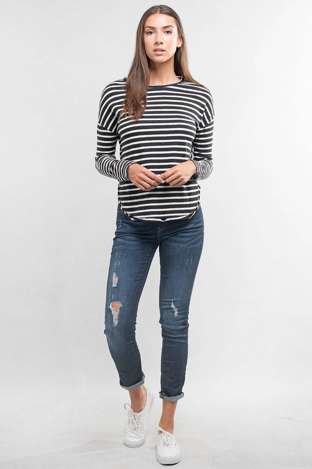 Liora Distressed Striped Tee
