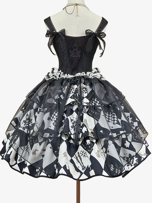 Lolita Corset For Women Black Ruffles Polyester