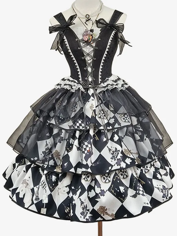 Lolita Corset For Women Black Ruffles Polyester