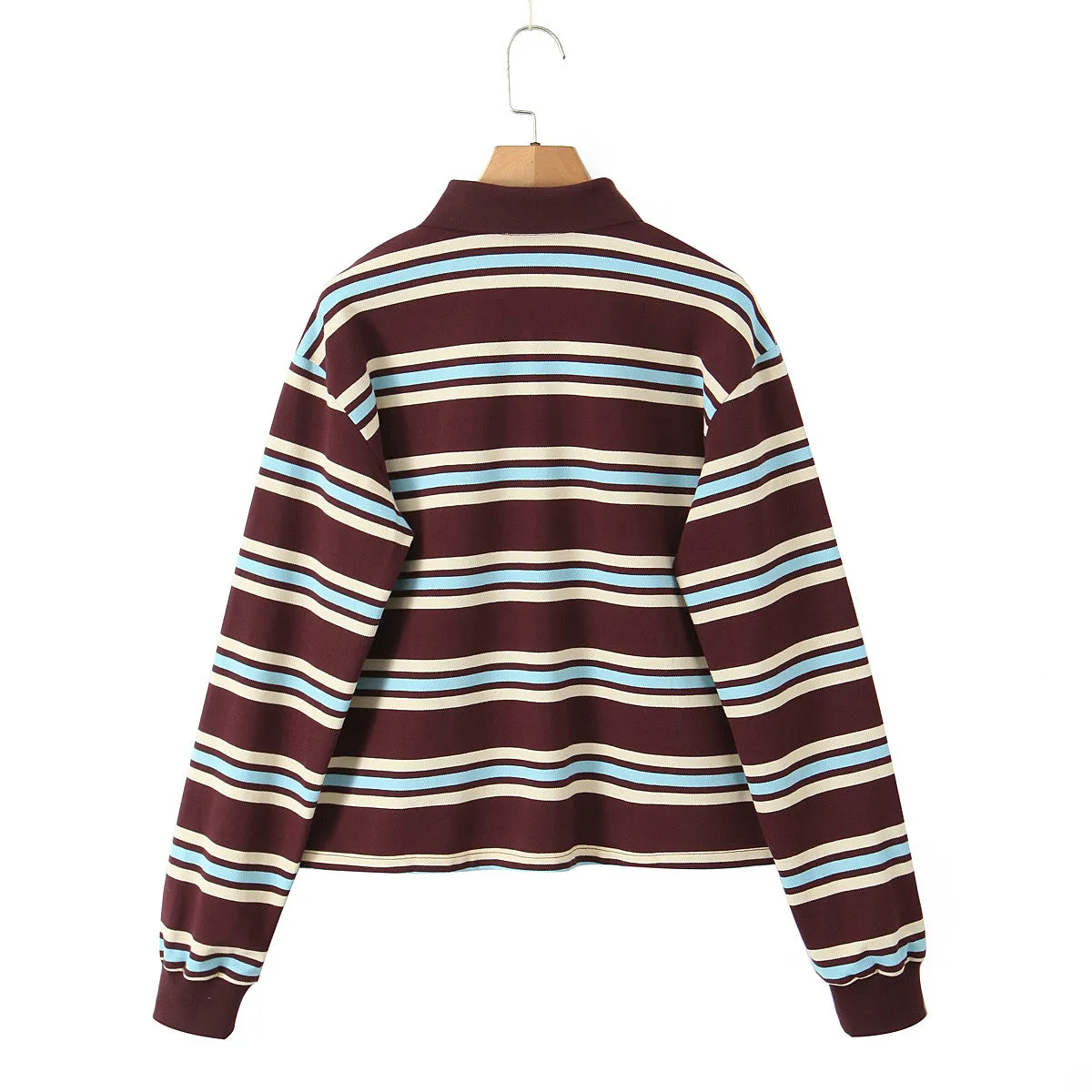 Long Sleeve Collared Striped Top
