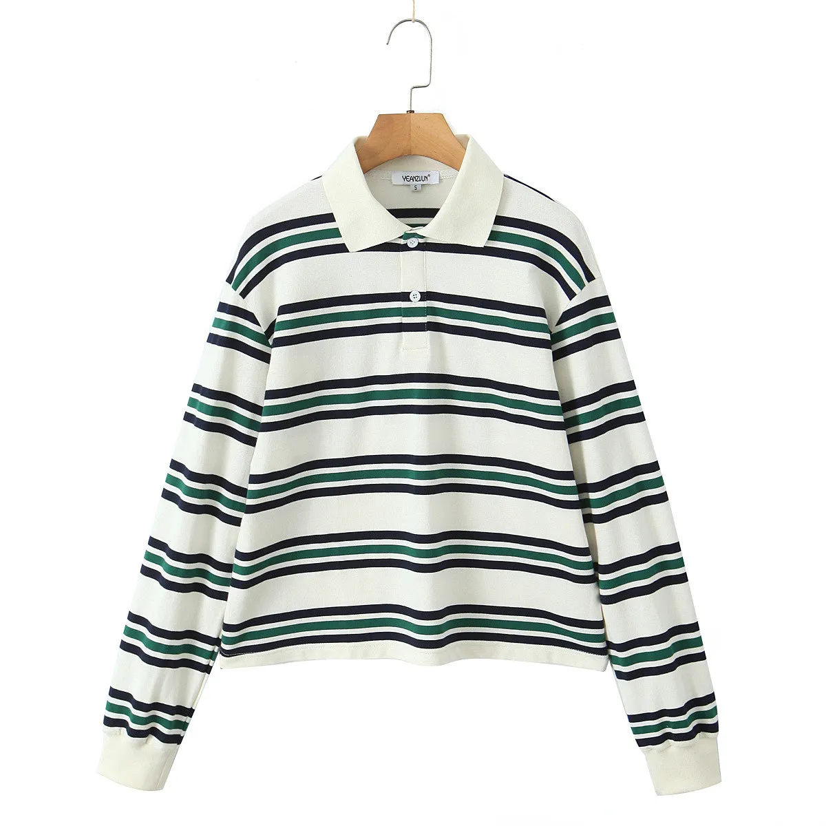Long Sleeve Collared Striped Top
