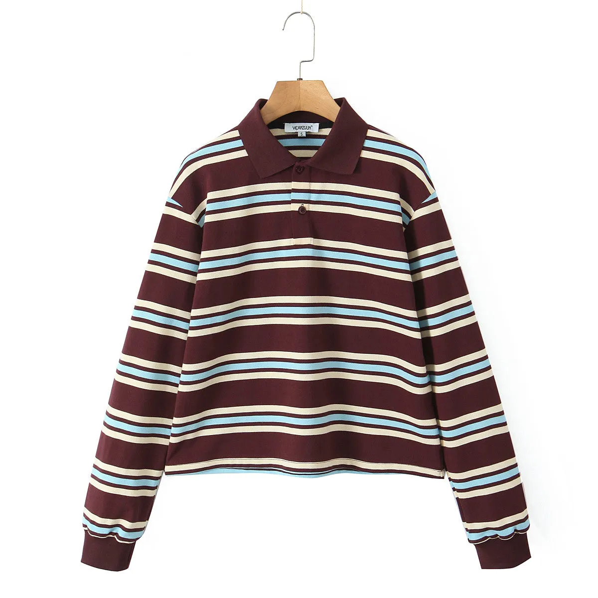 Long Sleeve Collared Striped Top