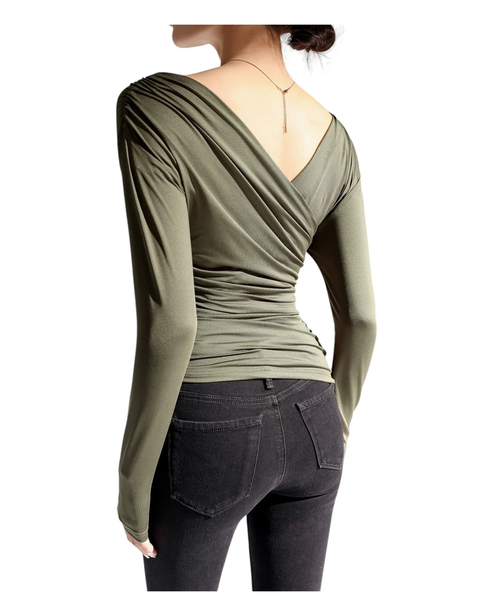 Long-Sleeved Top with One Off-The-Shoulder Sleeve