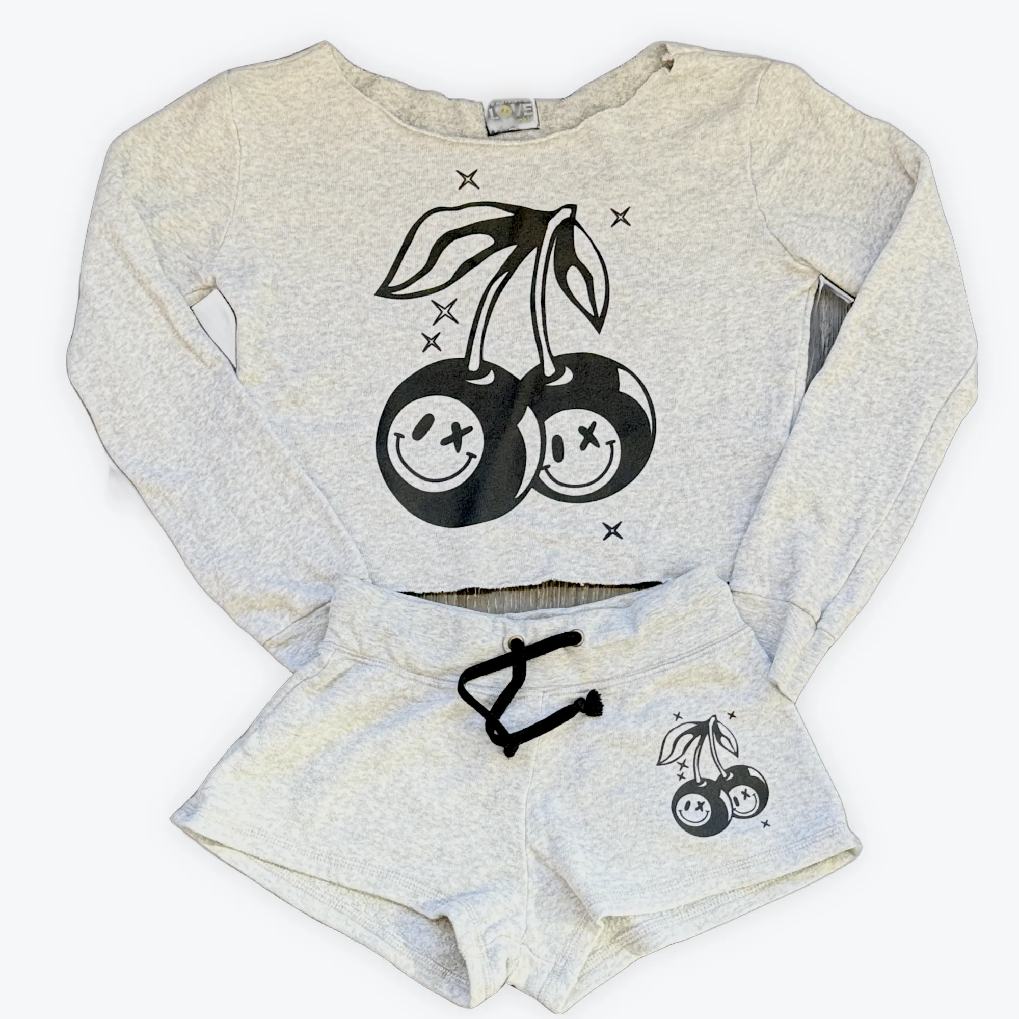 Love Junkie Off the Shoulder Cherry Sweatshirt