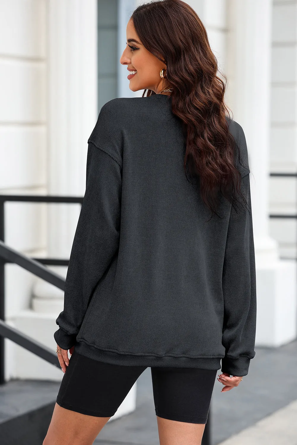 Love You Lots Heart Sequin Round Neck Pullover