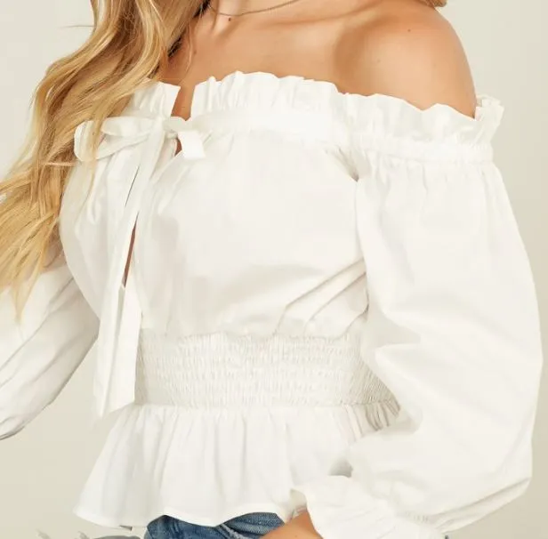 Lucy Front Ribbon Off the Shoulder Top