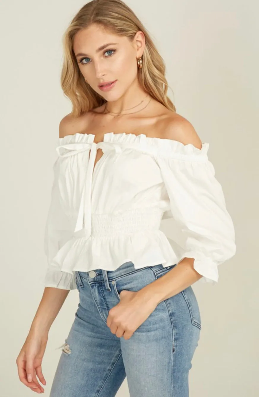 Lucy Front Ribbon Off the Shoulder Top