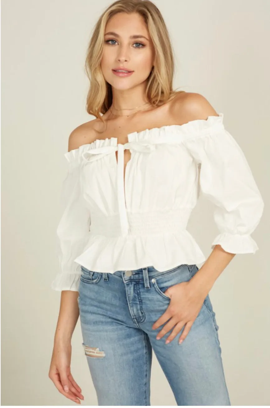 Lucy Front Ribbon Off the Shoulder Top