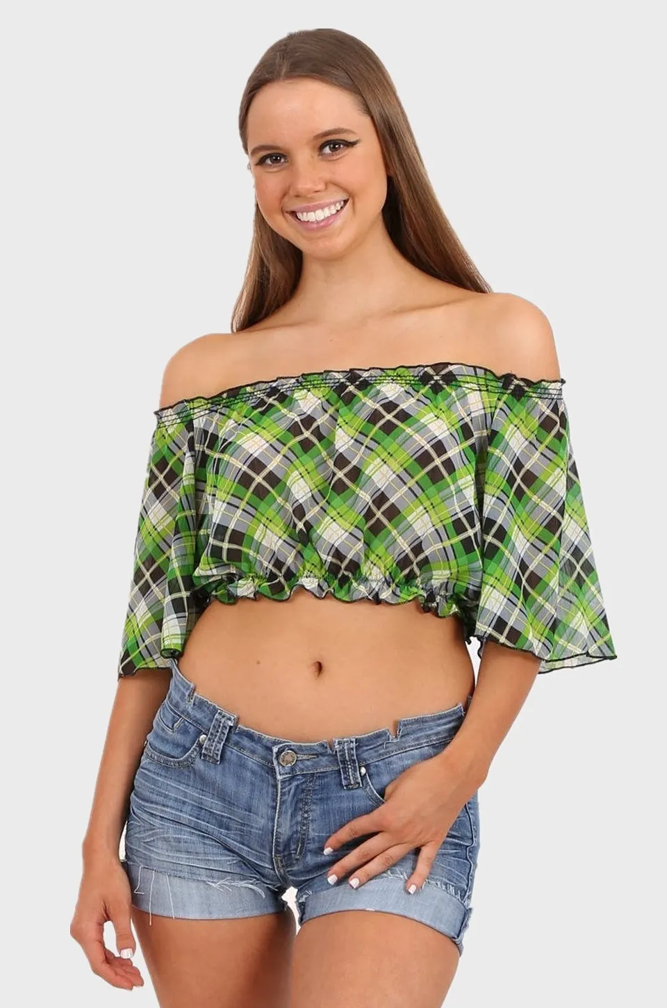 Makenna off shoulder chiffon top in green