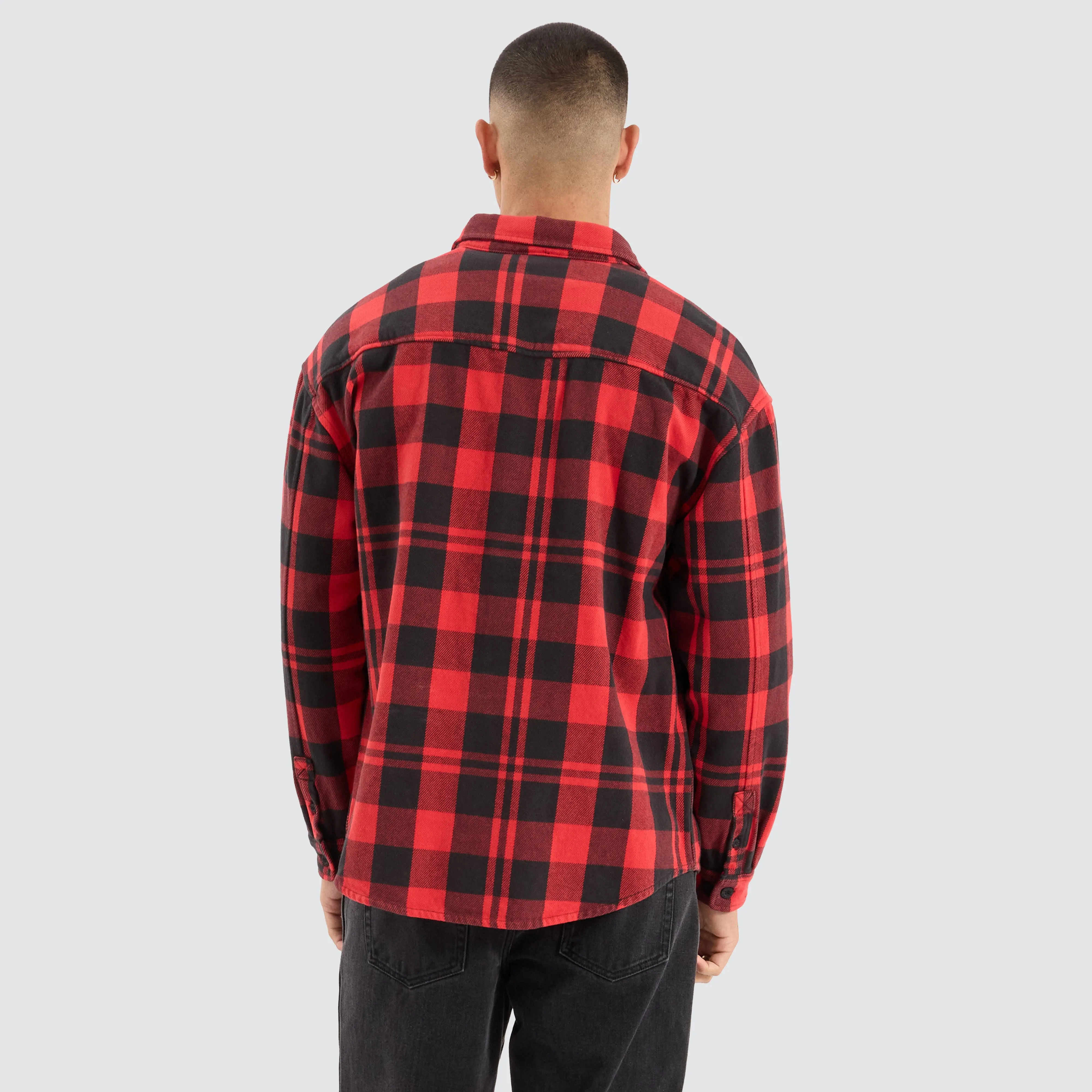 Mare Dropped Shoulder Long Sleeve Shirt Black/Red Check