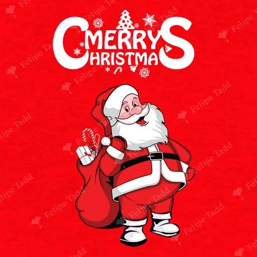 Merry Christmas Santa With Gifts T-Shirt- Red