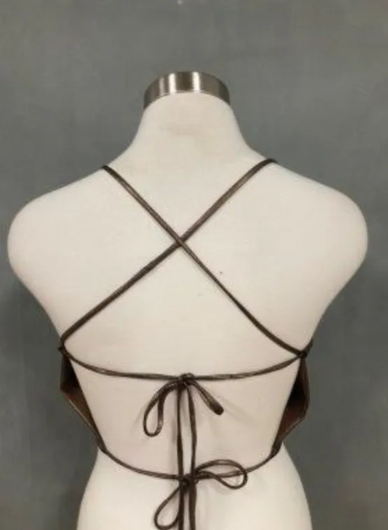 Metallic Cowl Tie Crop Top