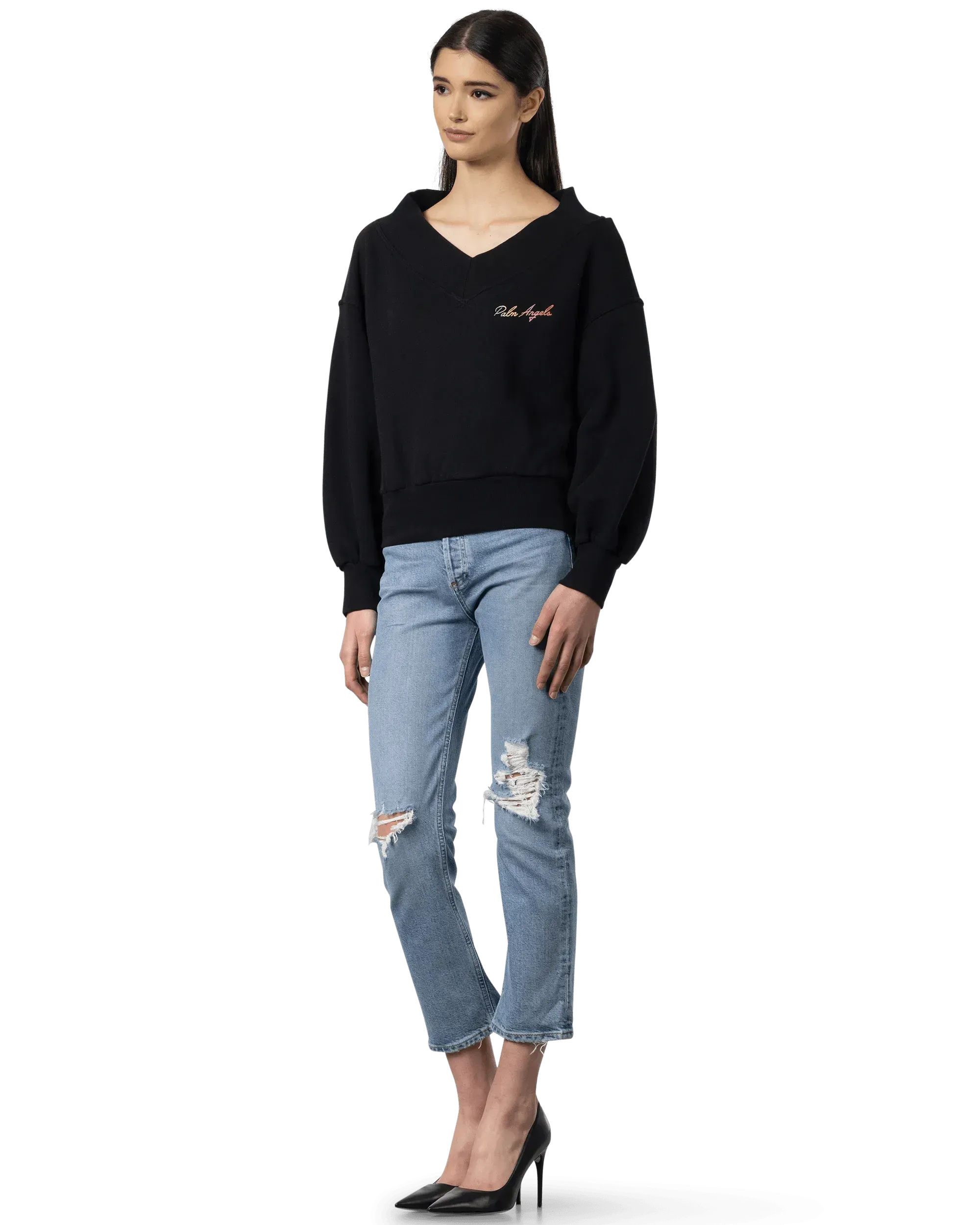 Miami Logo Off-Shoulder Sweatshirt