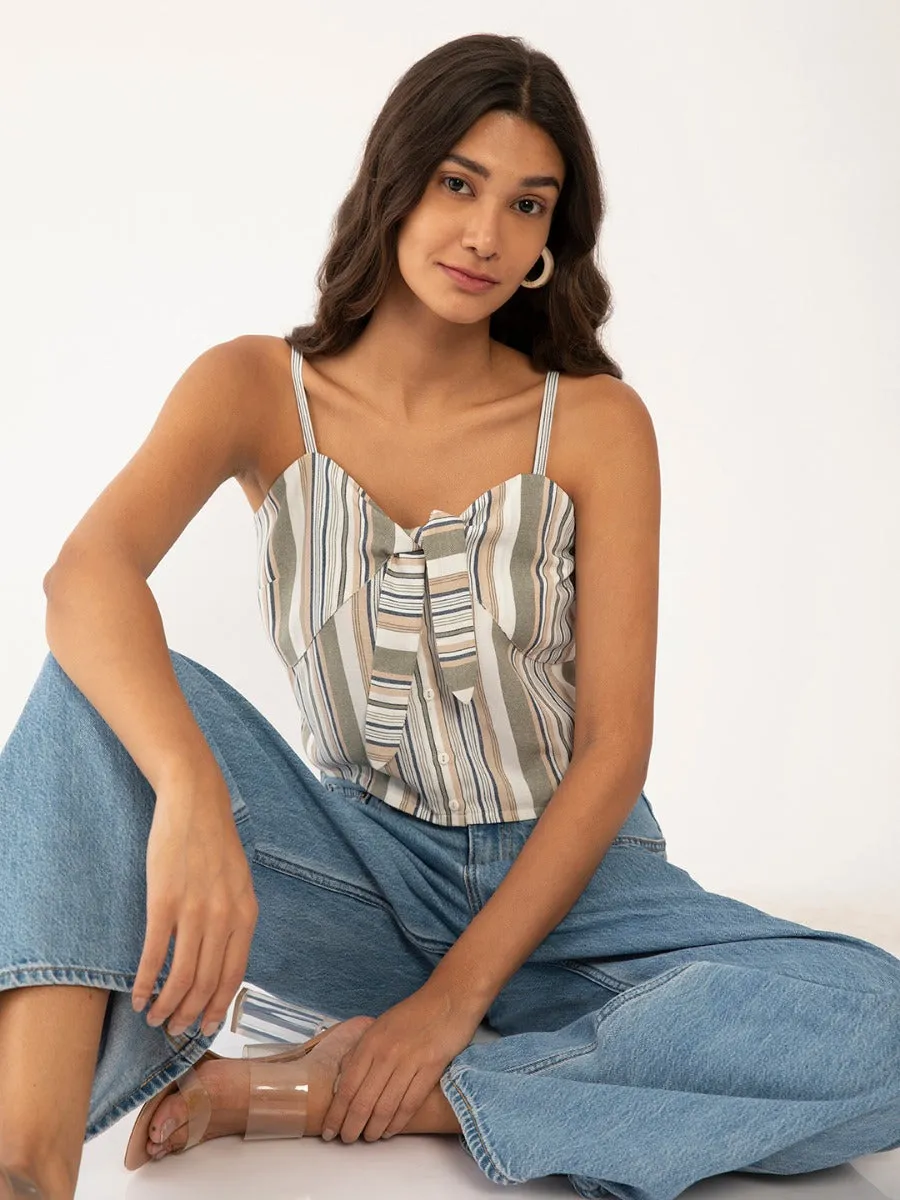 Multi Colored Striped Strappy Top