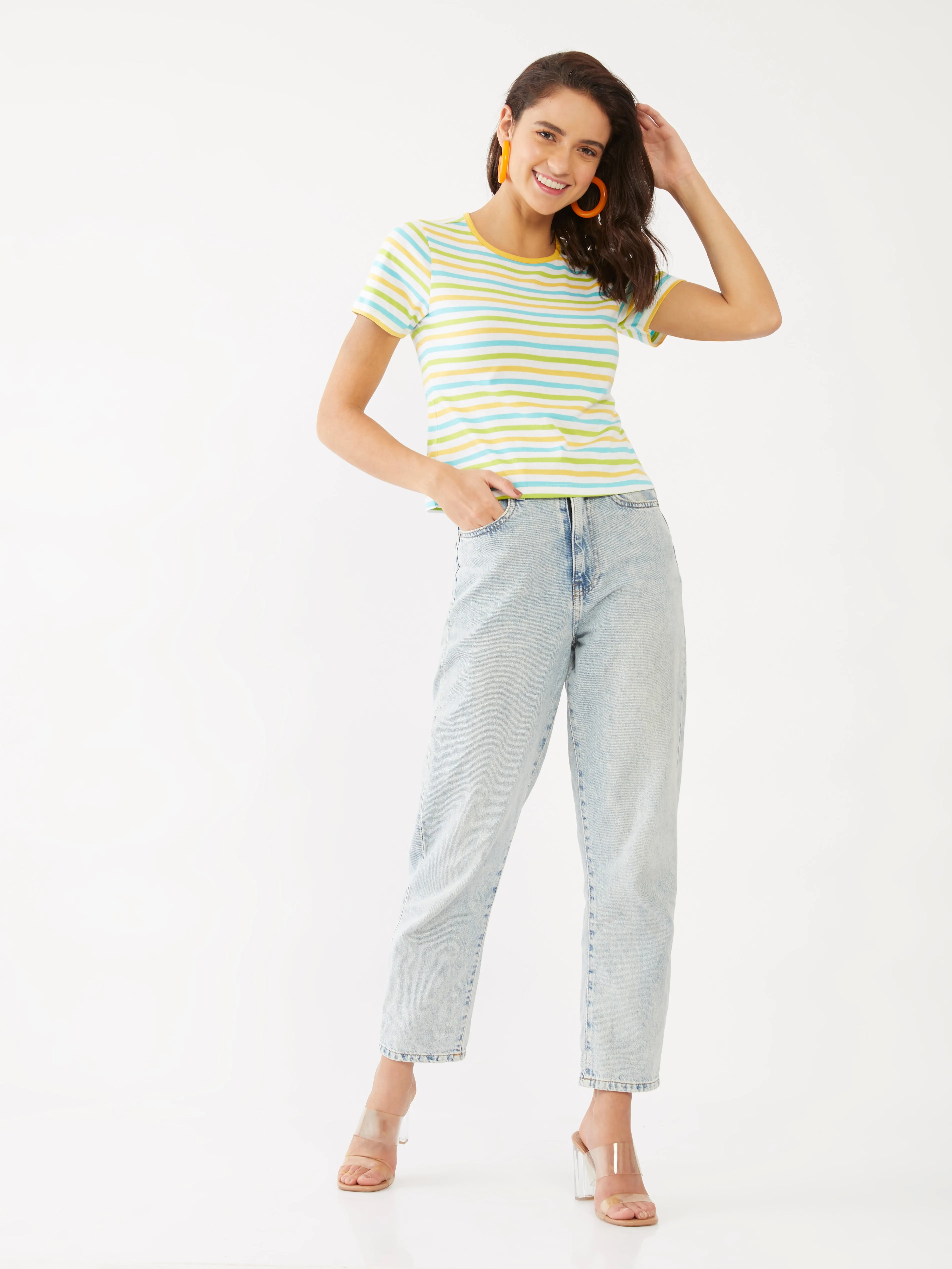 Multicolored Striped Crop Top