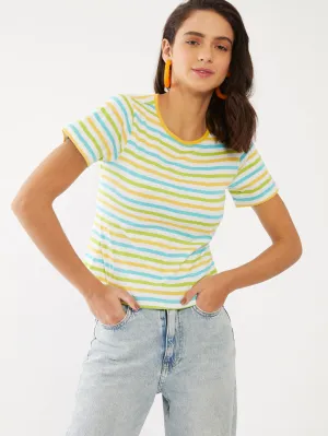 Multicolored Striped Crop Top