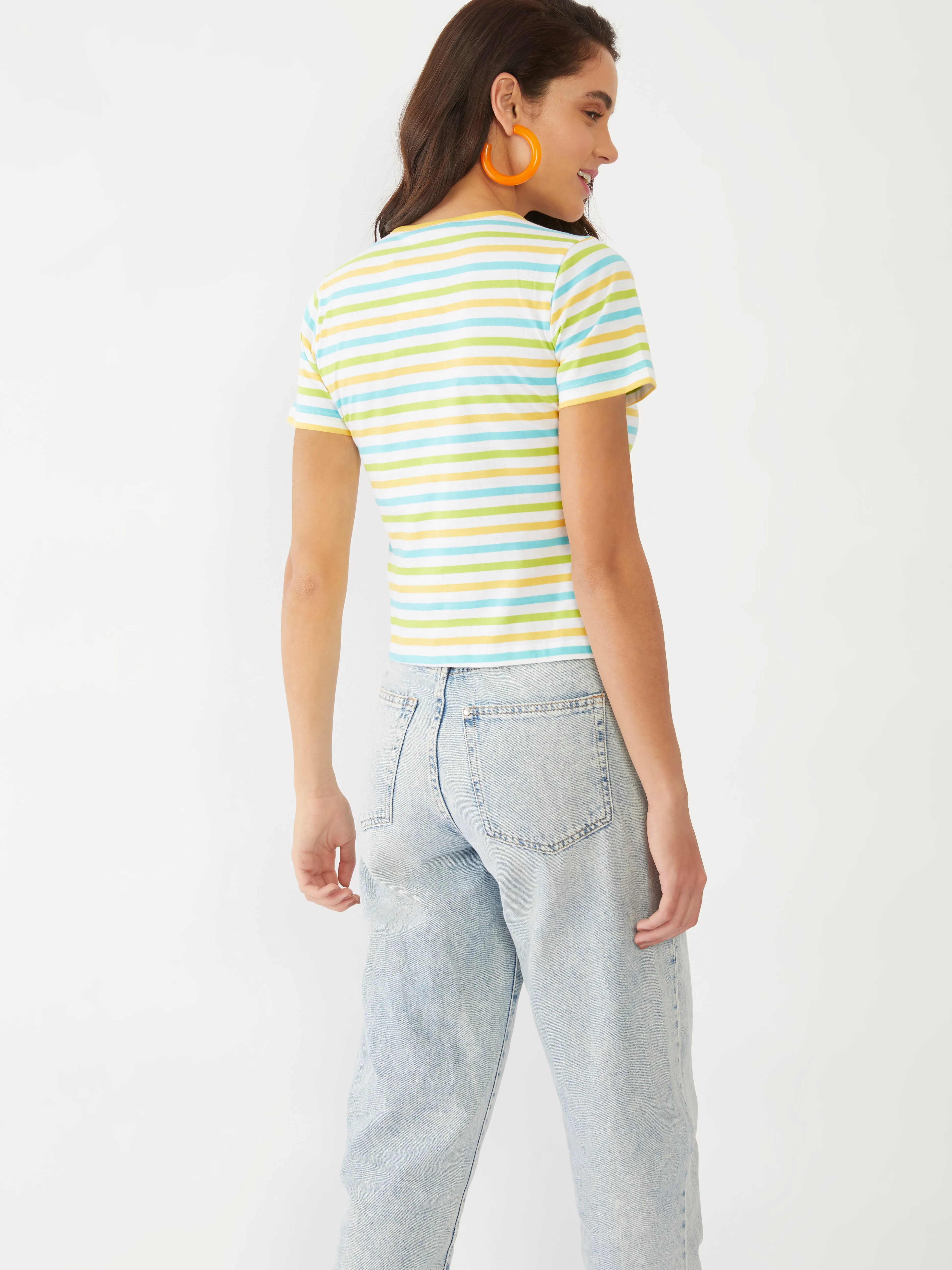 Multicolored Striped Crop Top