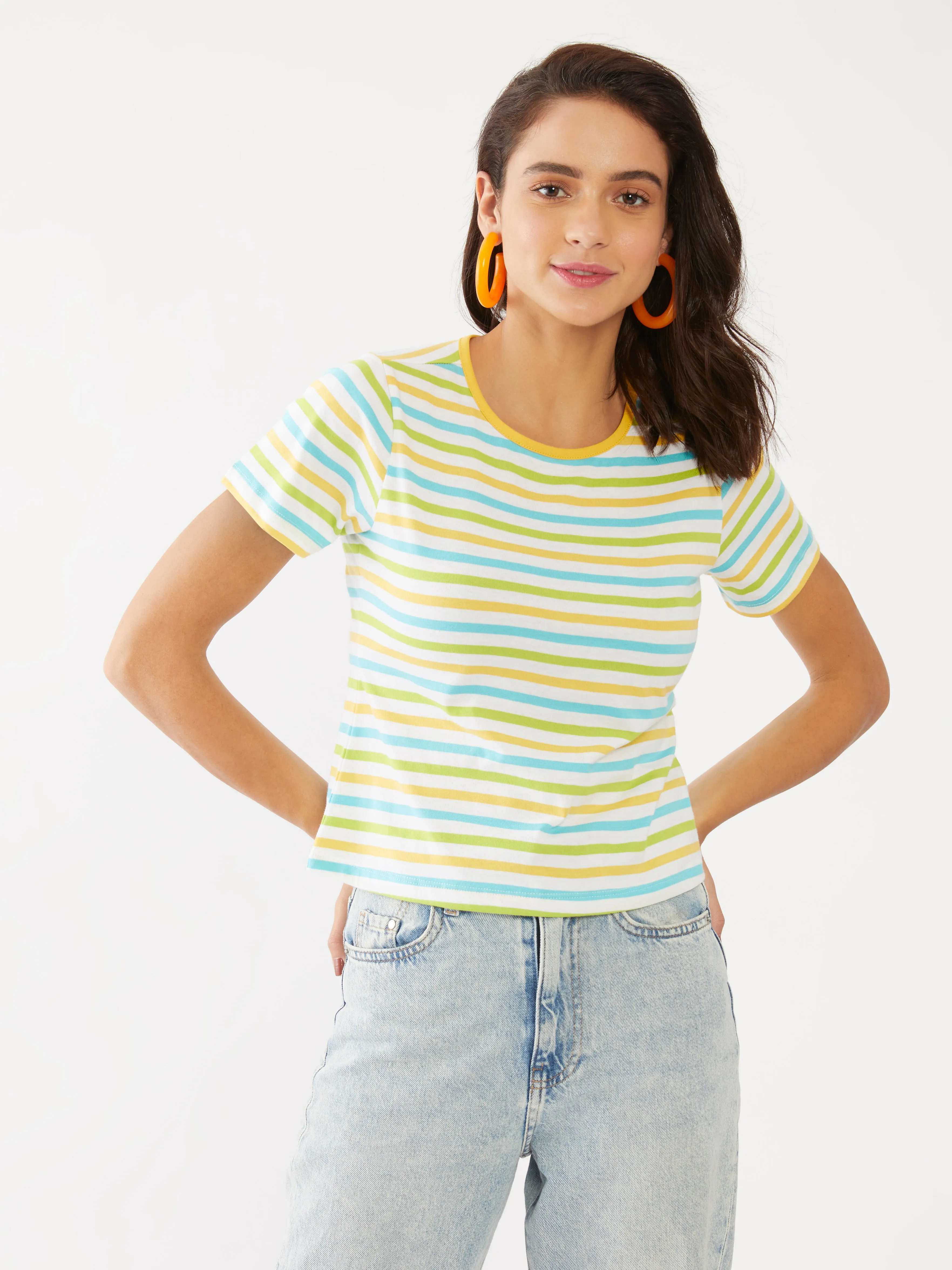 Multicolored Striped Crop Top