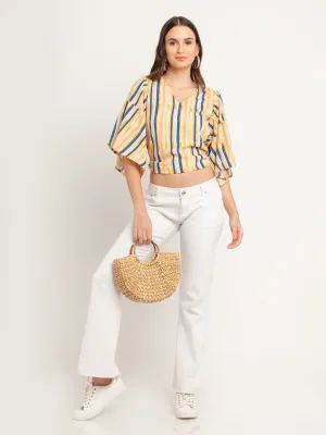 Multicolored Striped Flared Sleeve Top