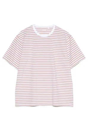 NANAMICA - COOLMAX STRIPE JERSEY TEE PINK x WHITE