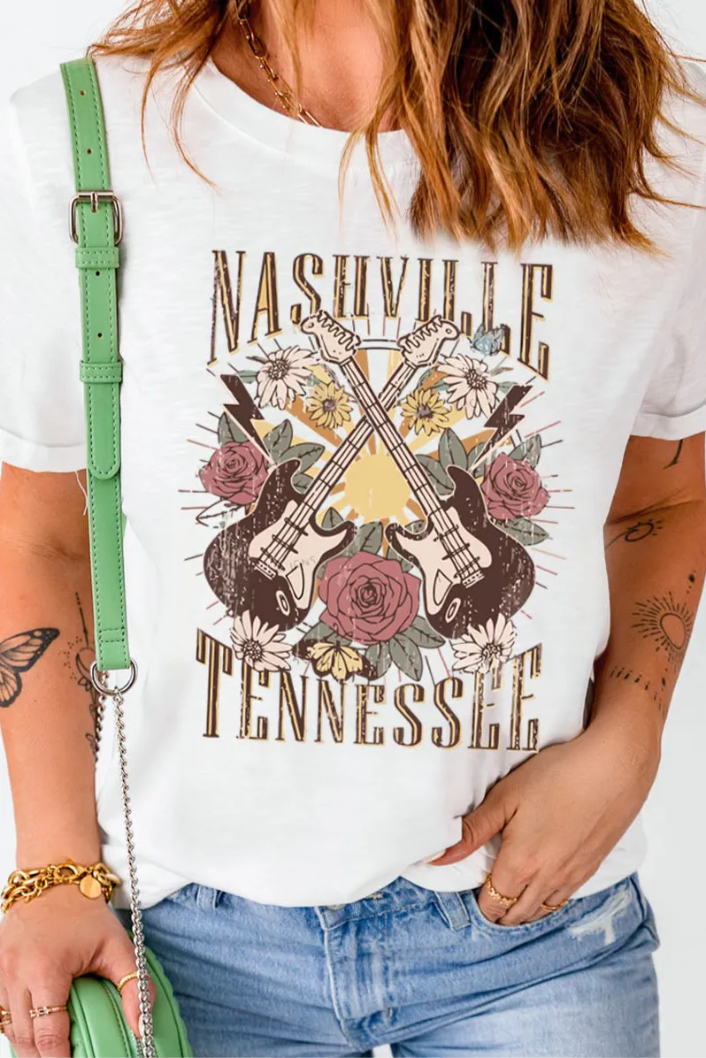 NASHVILLE TENNESSEE Cuffed Tee Shirt