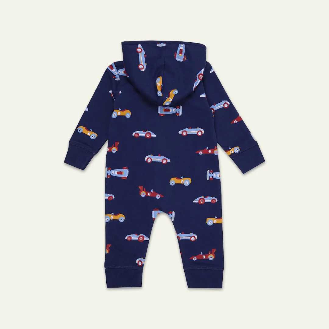 Navy Car Print Romper