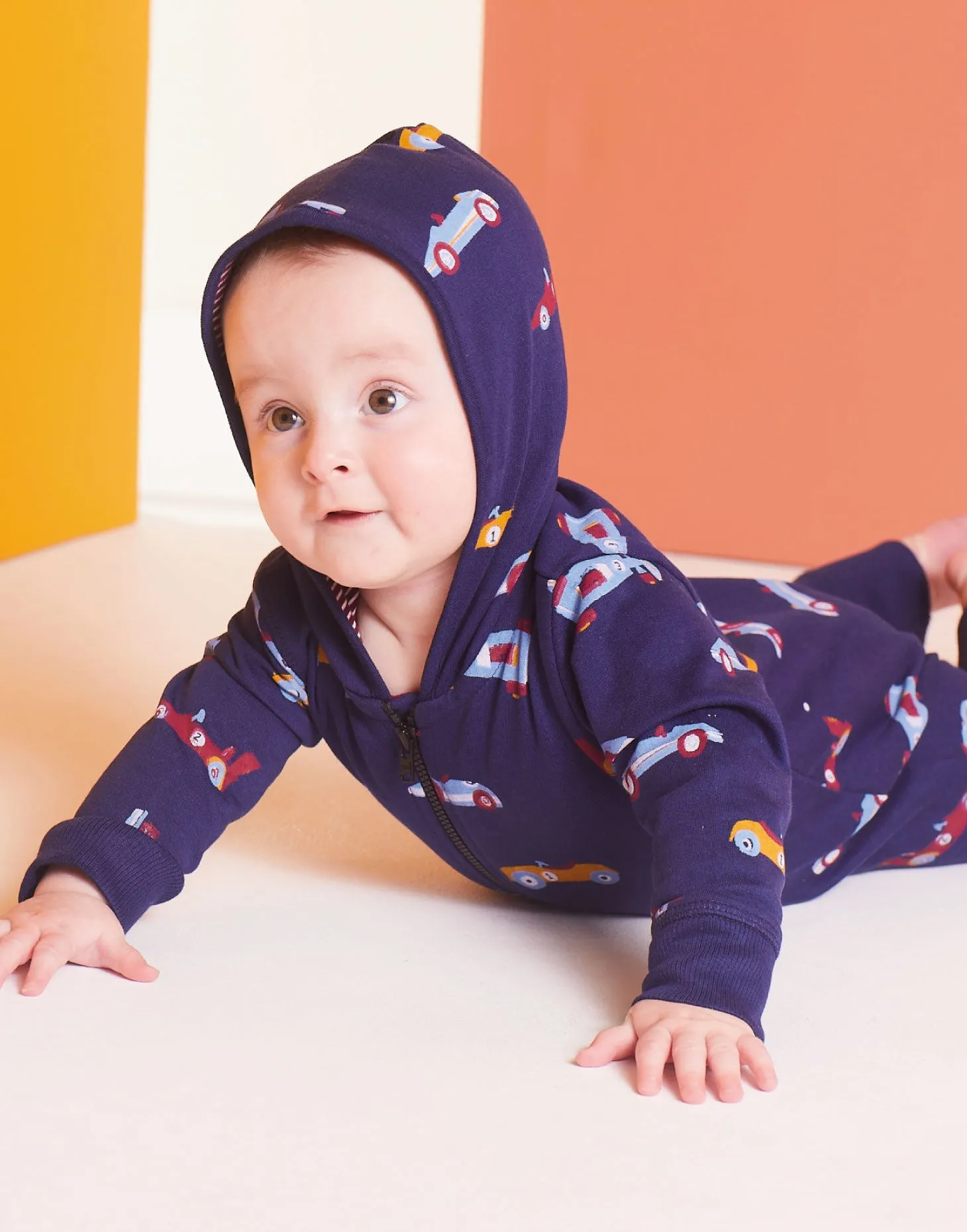 Navy Car Print Romper
