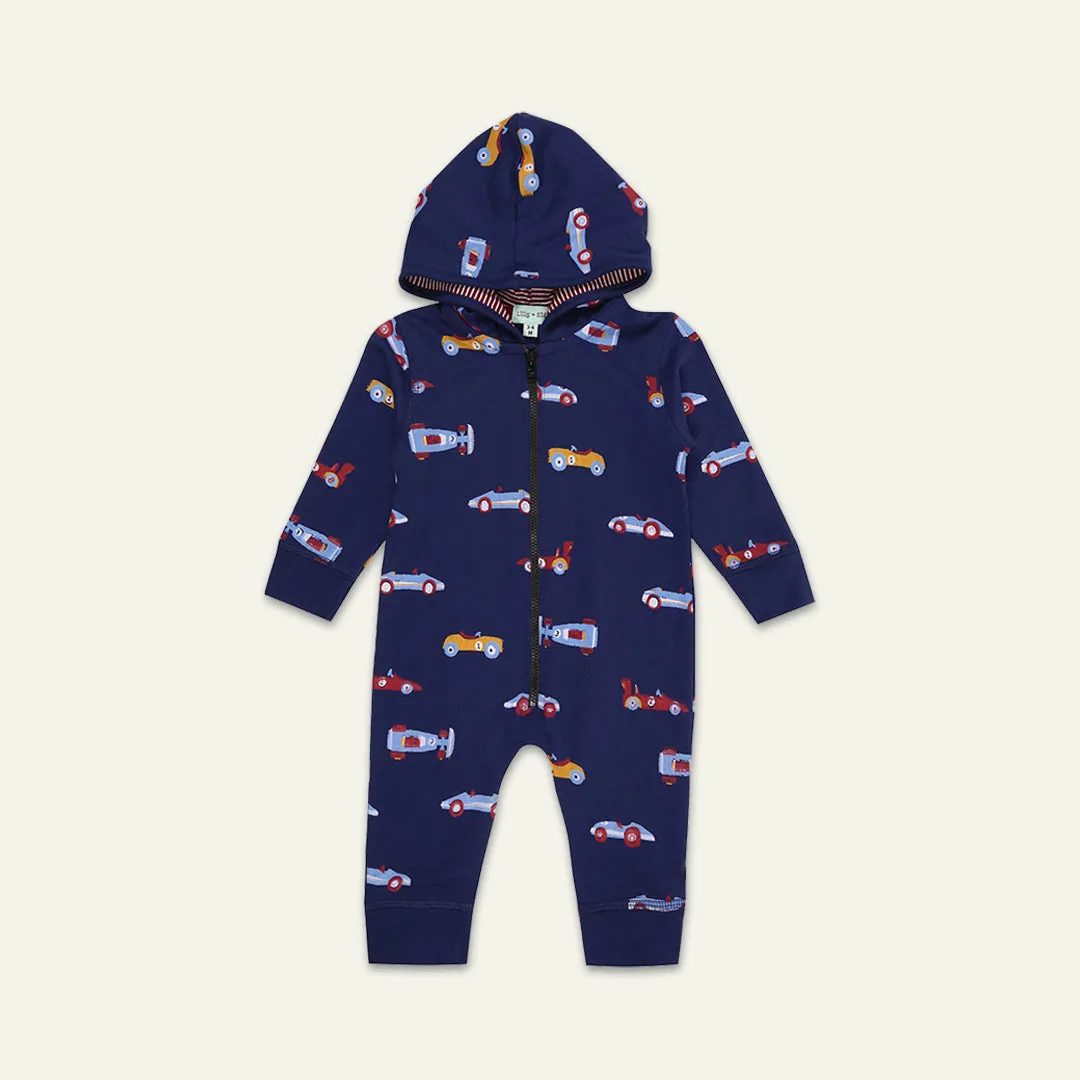 Navy Car Print Romper