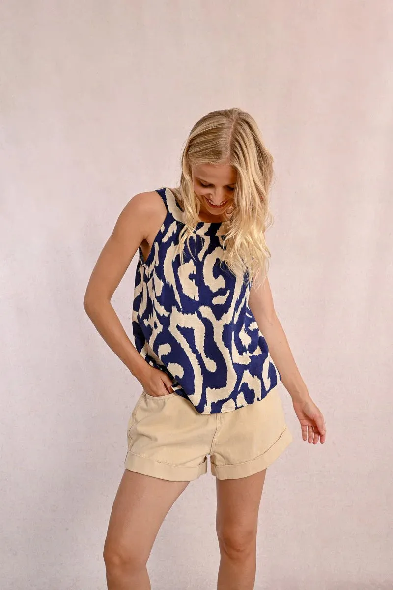 Navy trap top