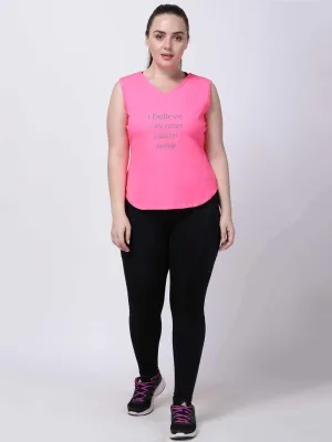 Neo-Pink Sleeveless Graceful Lady Tee