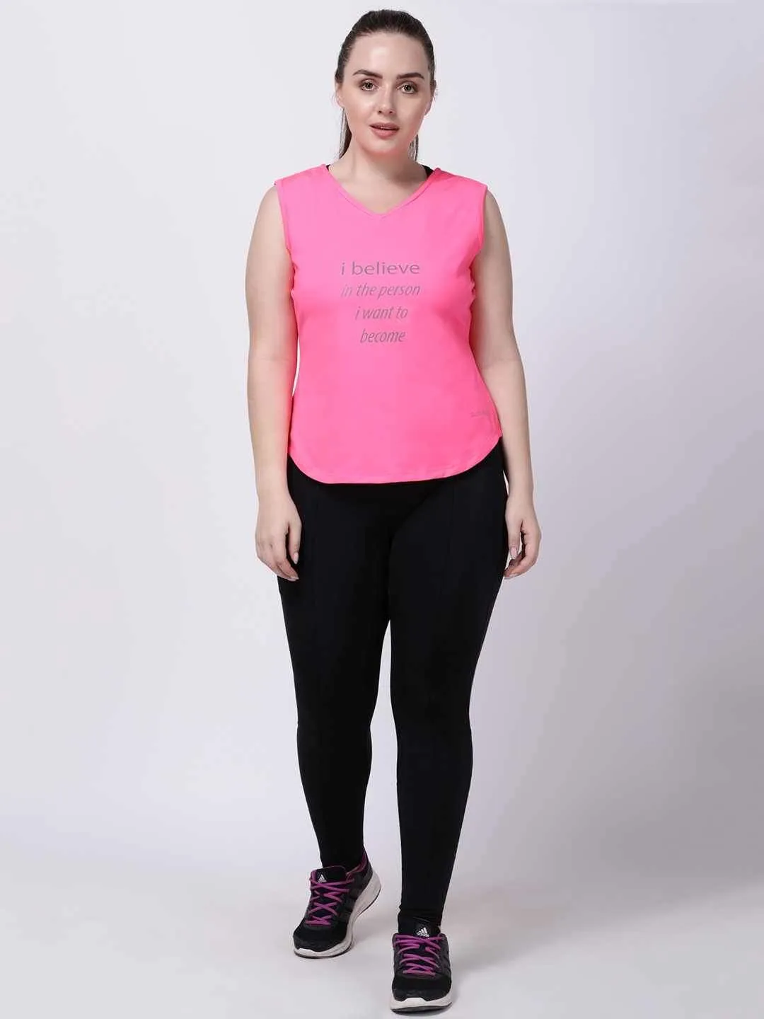 Neo-Pink Sleeveless Graceful Lady Tee